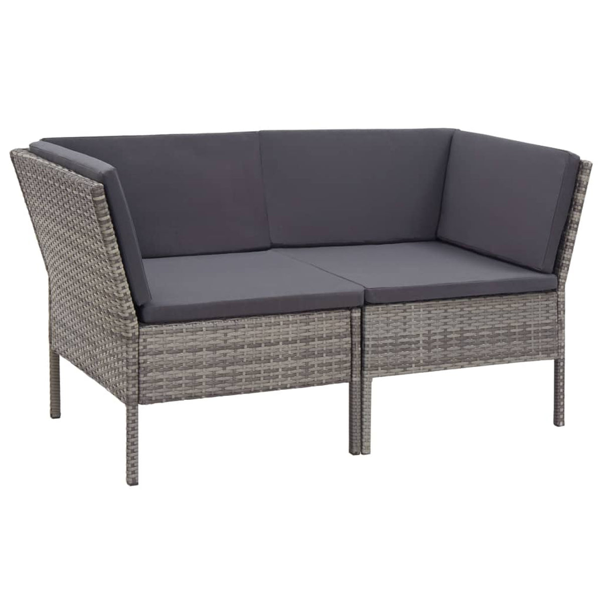 6 Piece Gray Poly Rattan Outdoor Sectional Set with Side Table W201