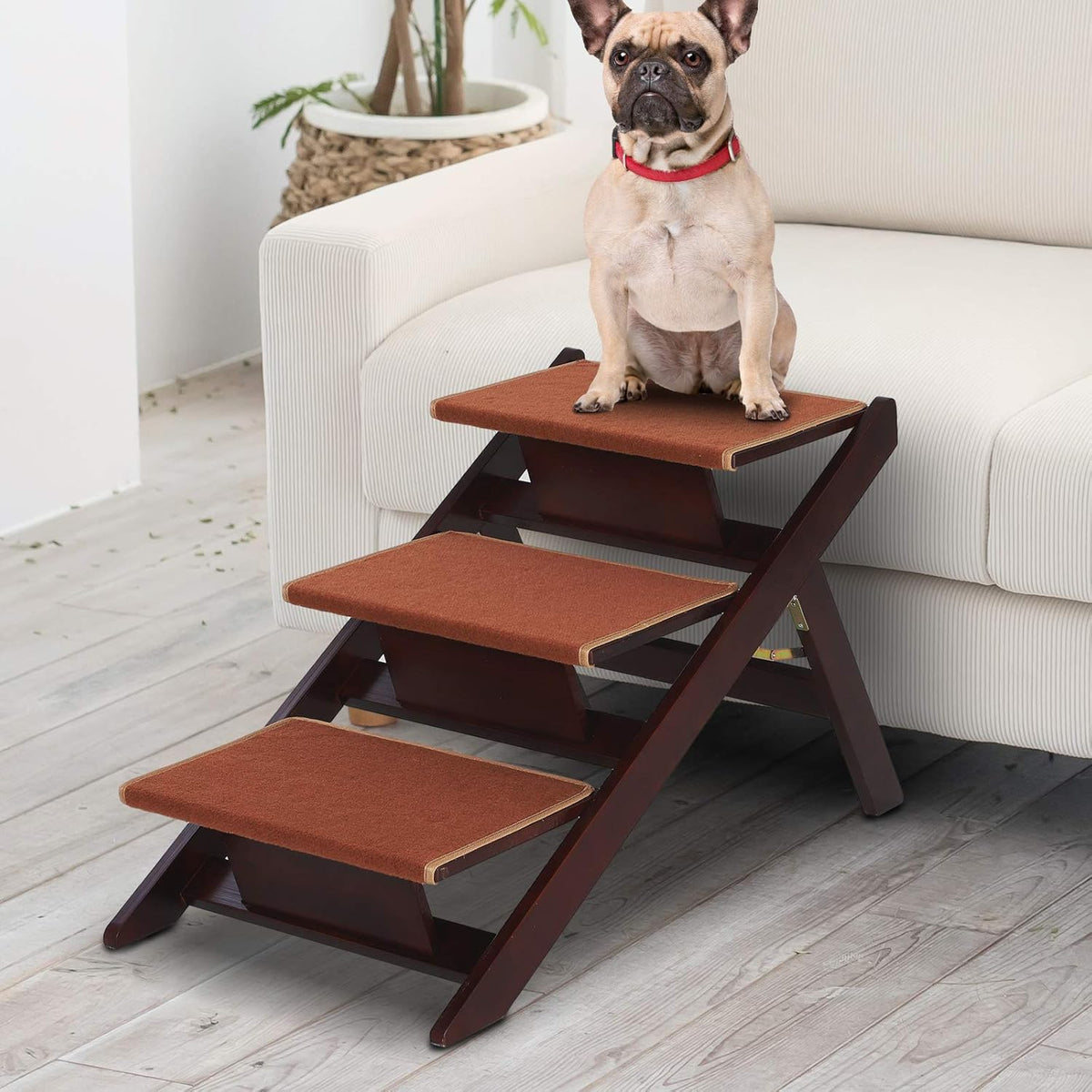 Wooden 2-in-1 Portable Folding Pet Stairs/Ramp Y7345