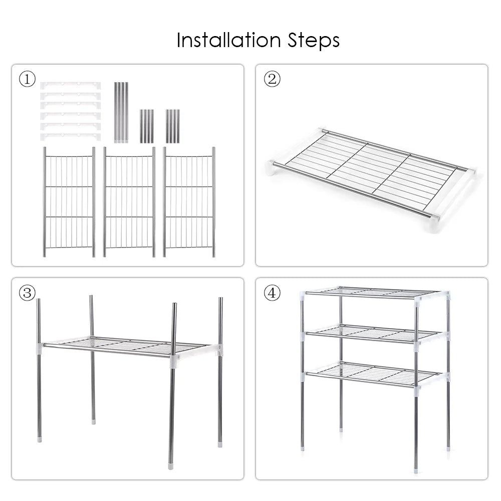 3-Tier Kitchen Storage Shelf Rack Microwave Oven Shelving Unit P796773