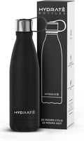 Carbon Black Stainless Steel Water Bottle 500ml Insulated Reusable V64842