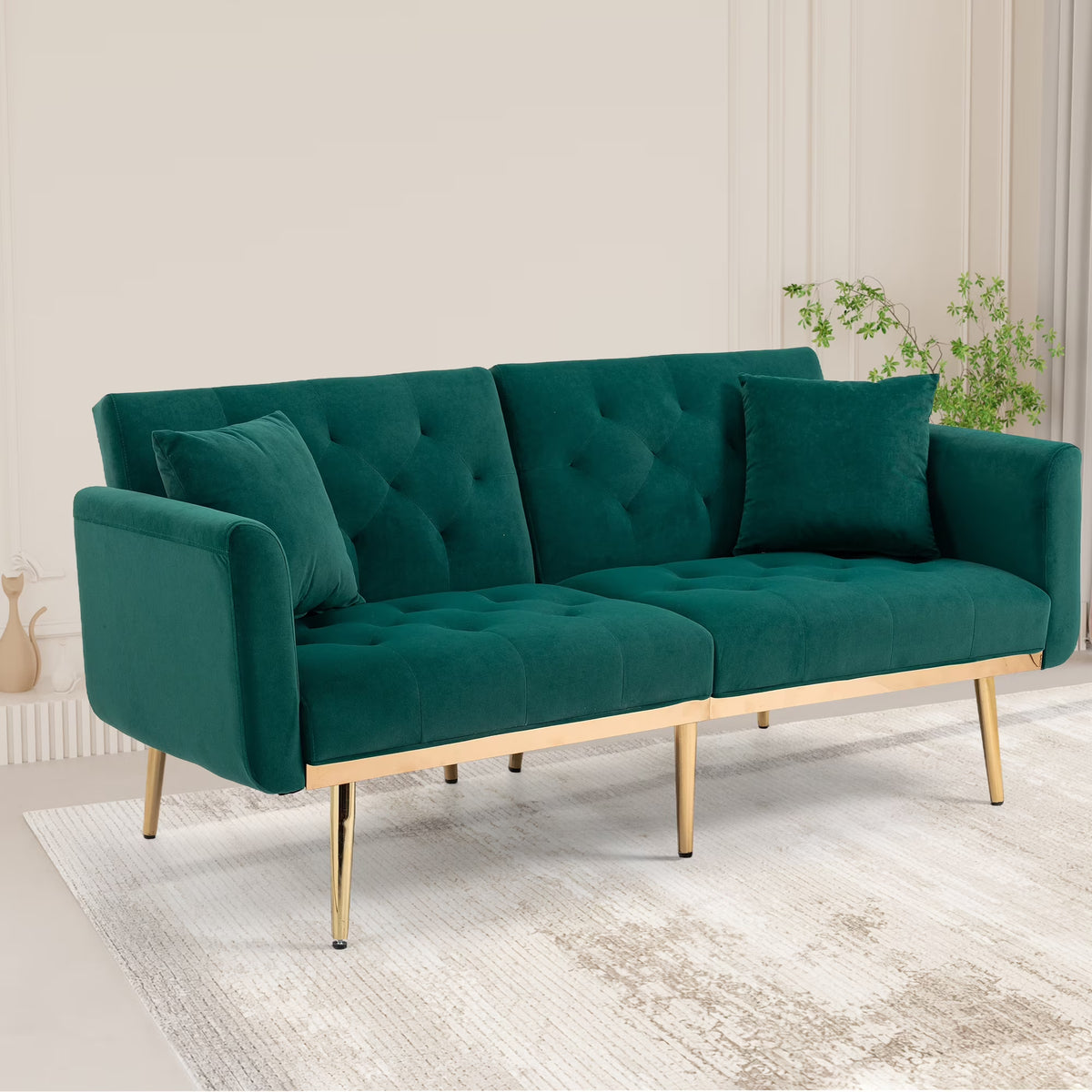 Green Velvet Sofa Loveseat Set O87972