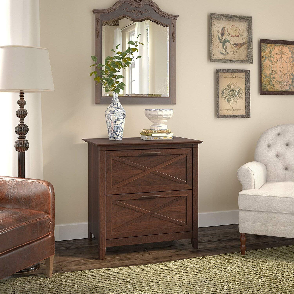 2 Drawer Lateral File Cabinet, Pure White Oak O556