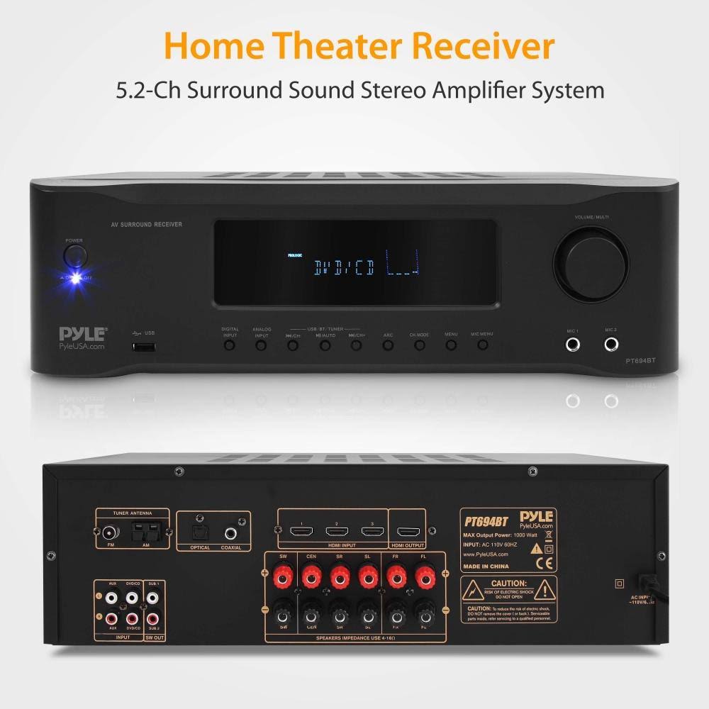 5.2-Channel Hi-Fi Bluetooth Stereo Amplifier 1000 Watt AV Receiver K26023