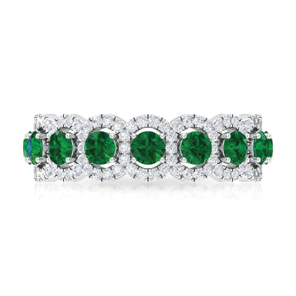 3.25 CT Created Emerald and Zircon Eternity Ring, 925 Sterling Silver, US 4.00 I333
