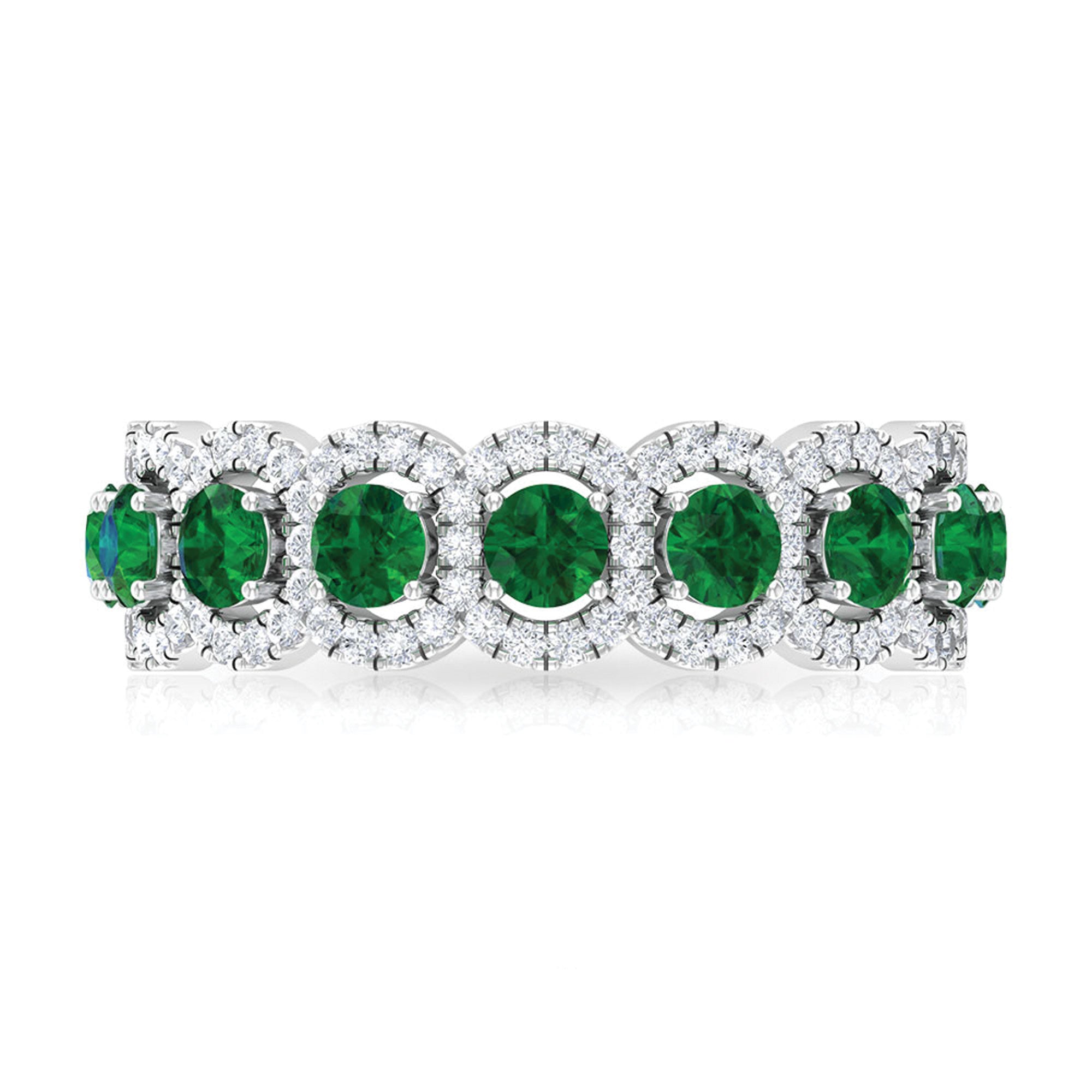 3.25 CT Created Emerald and Zircon Eternity Ring, 925 Sterling Silver, US 4.00 I333