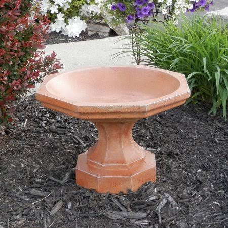 Beige Cast Stone Octagon Bird Bath E4285