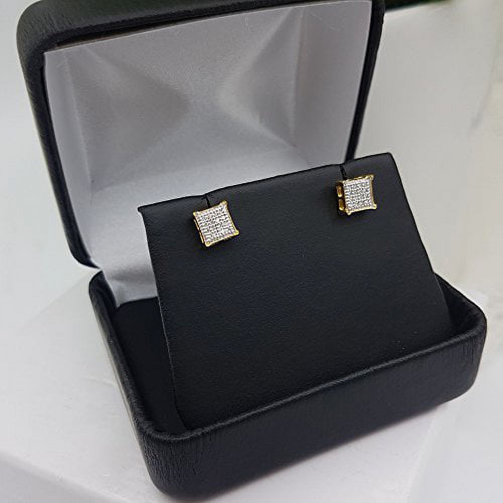 18K Yellow Gold Plated Sterling Silver Mens Diamond Stud Earrings K835