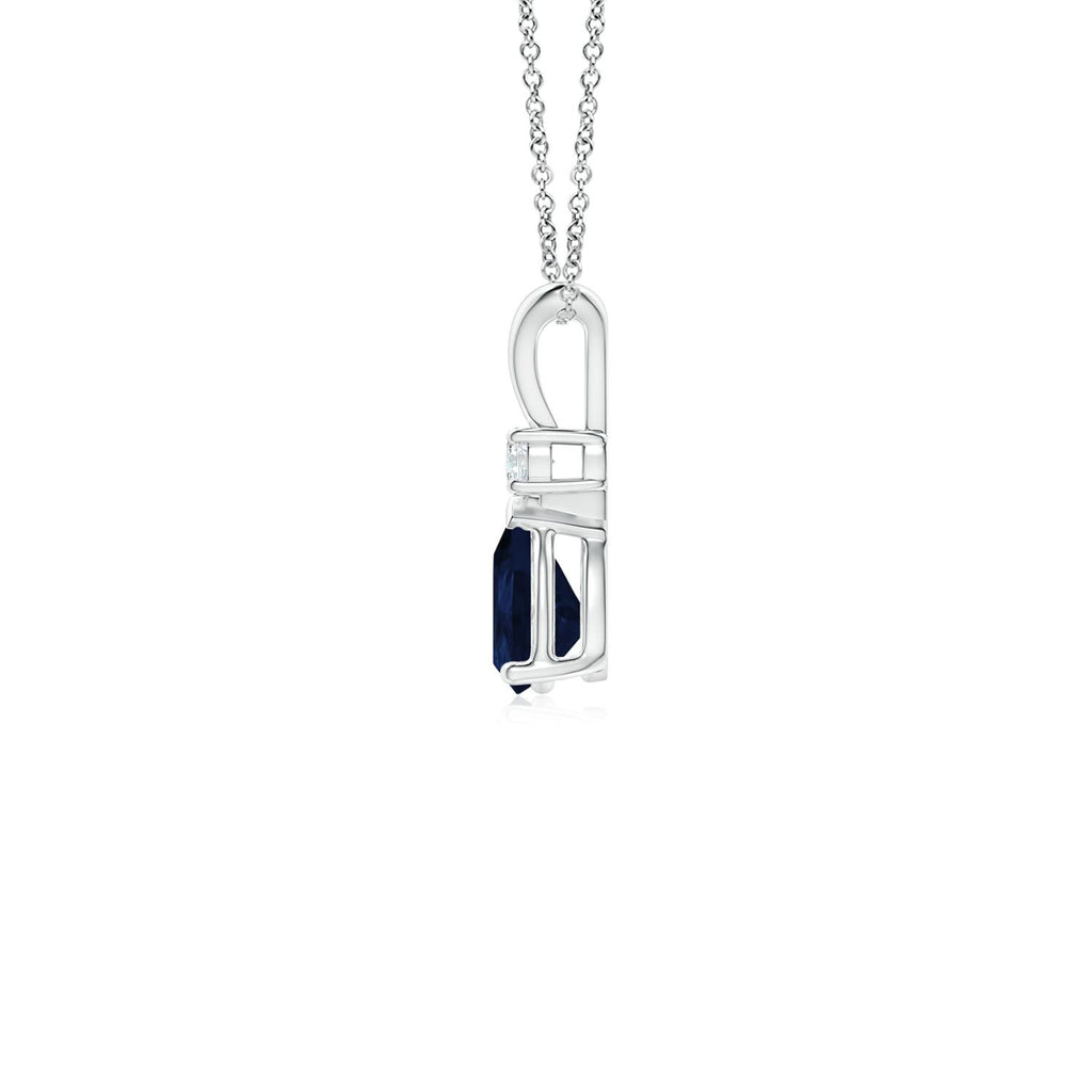 Blue Sapphire Teardrop Pendant Necklace in 14K White Gold U1680