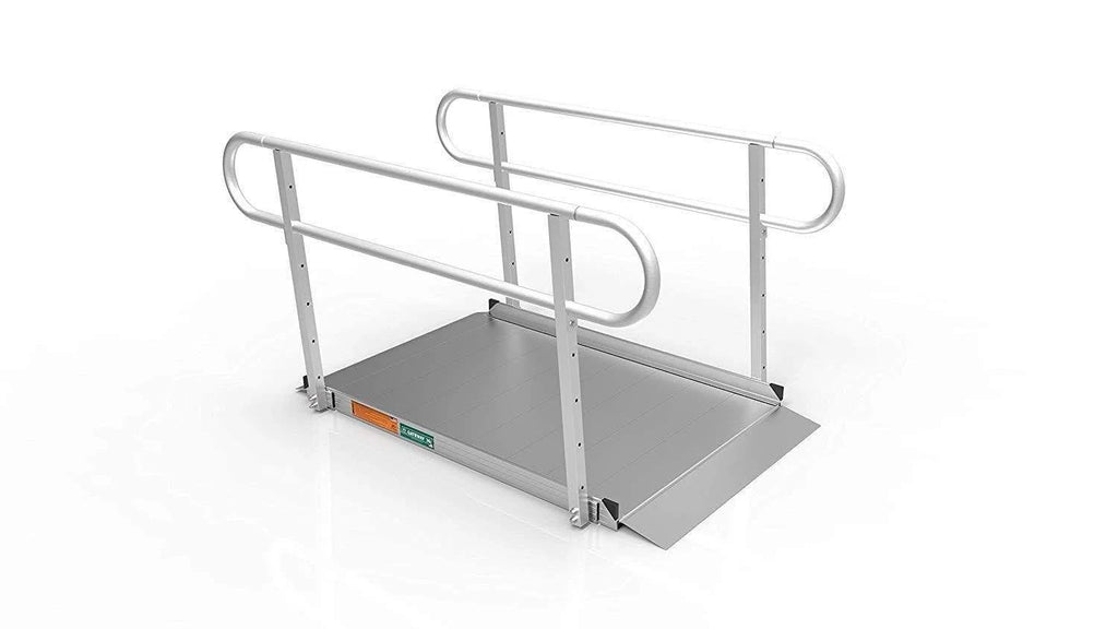 Portable Solid Surface Mobility Ramps with Two-Line Handrails - 3 Foot O701307