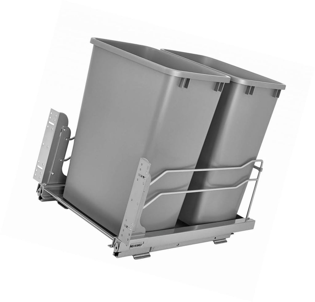 Double 35 qt. Pull-Out Silver Waste Container H138343