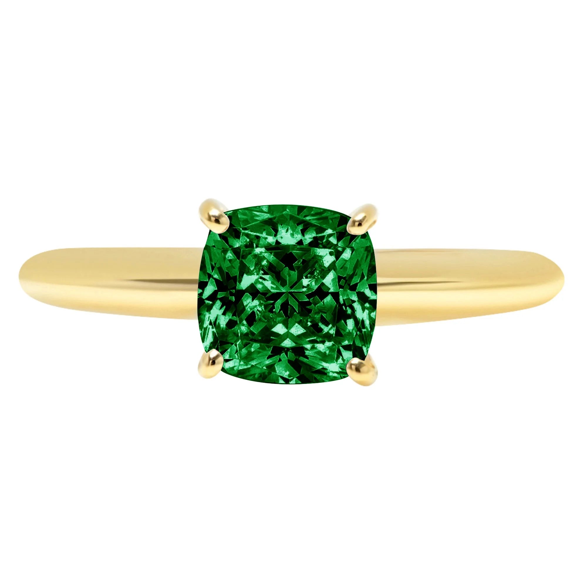 Green Simulated Emerald 18k Yellow Gold Solitaire Ring J235