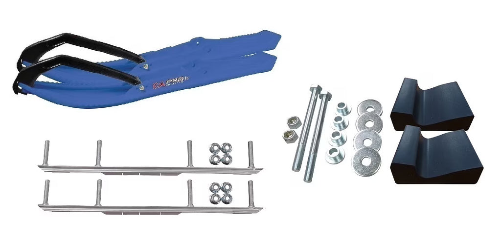 Blue Snowmobile Skis with 6" Shaper Bars Complete Kit J7350