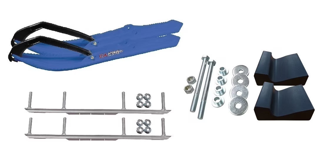 Blue Snowmobile Skis with 6" Shaper Bars Complete Kit J7350