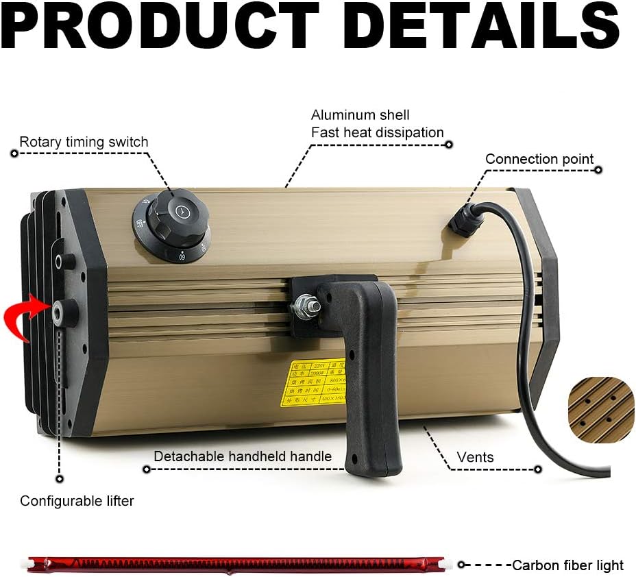 2000W Shortwave Infrared Paint Curing Lamp with Bracket Z4678
