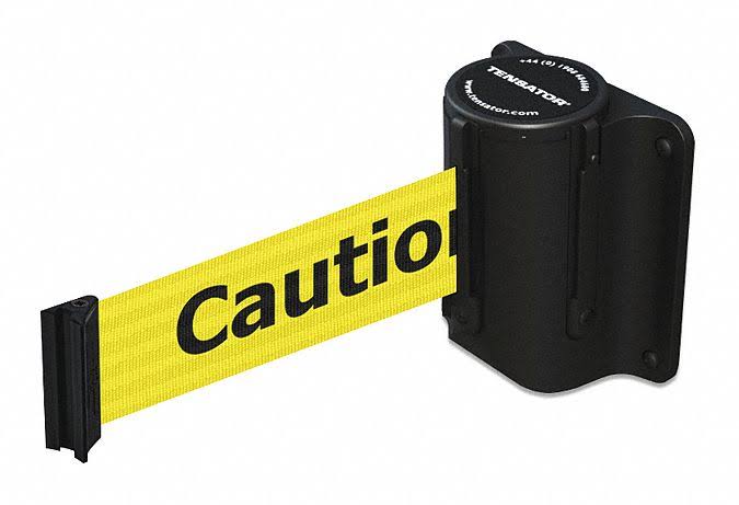 Yellow Retractable Belt Barrier with Black Text D939