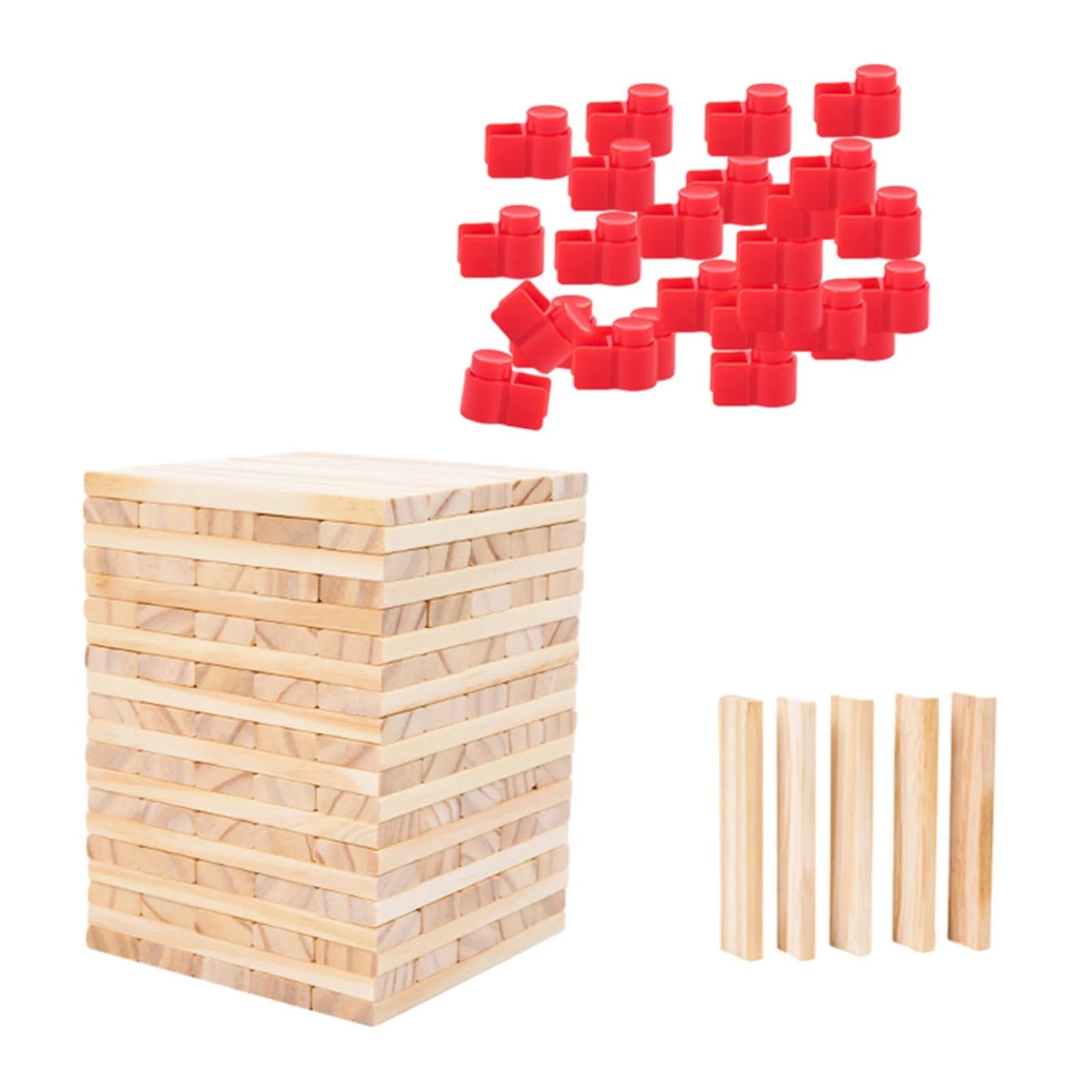 100 Pieces Wooden Blocks Stacking Game Building Kits Board Games A2222