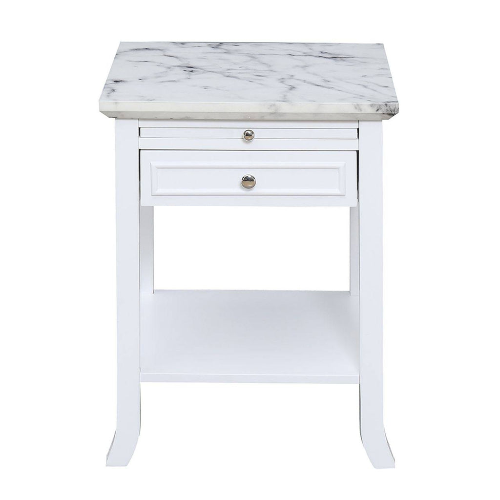 White End Table with Drawer and Slide H689