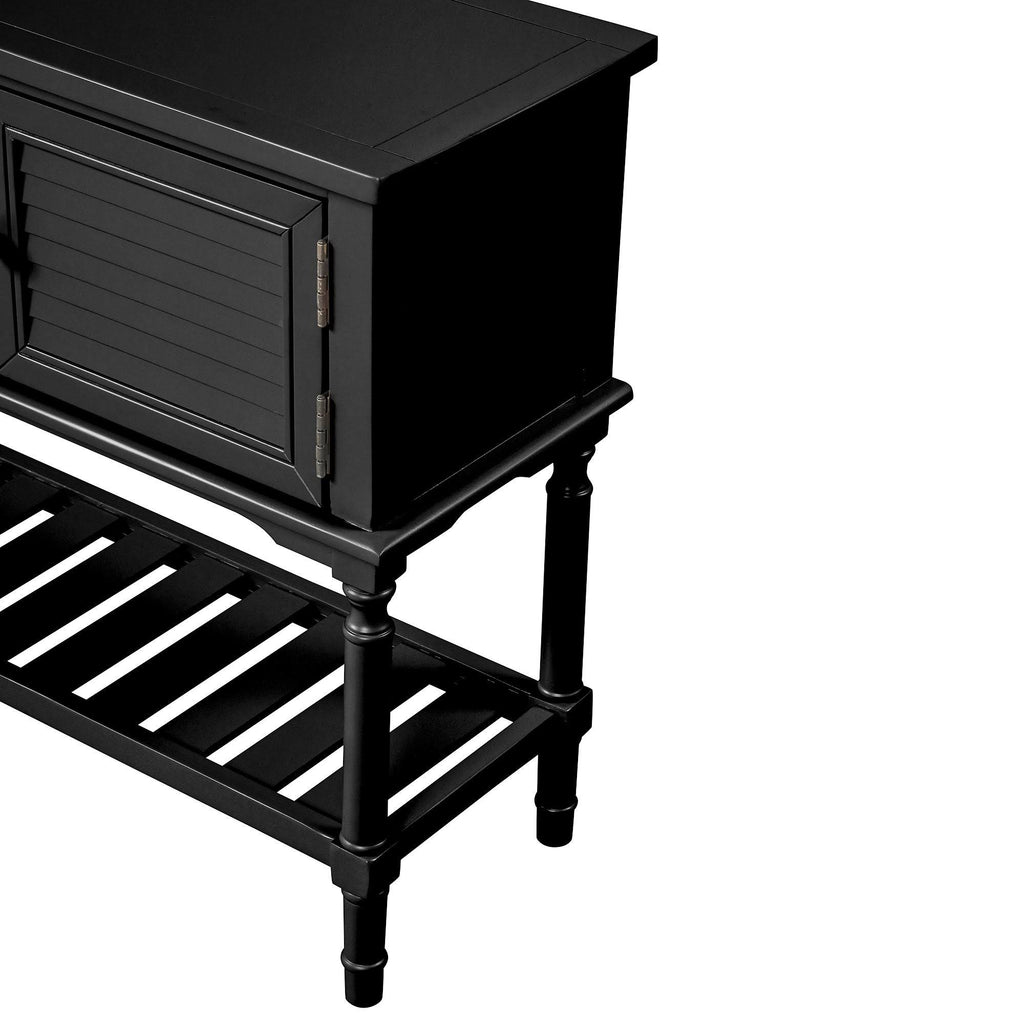 Black Navy Blue Console Table with 2 Drawer Cabinet Shelf B69863