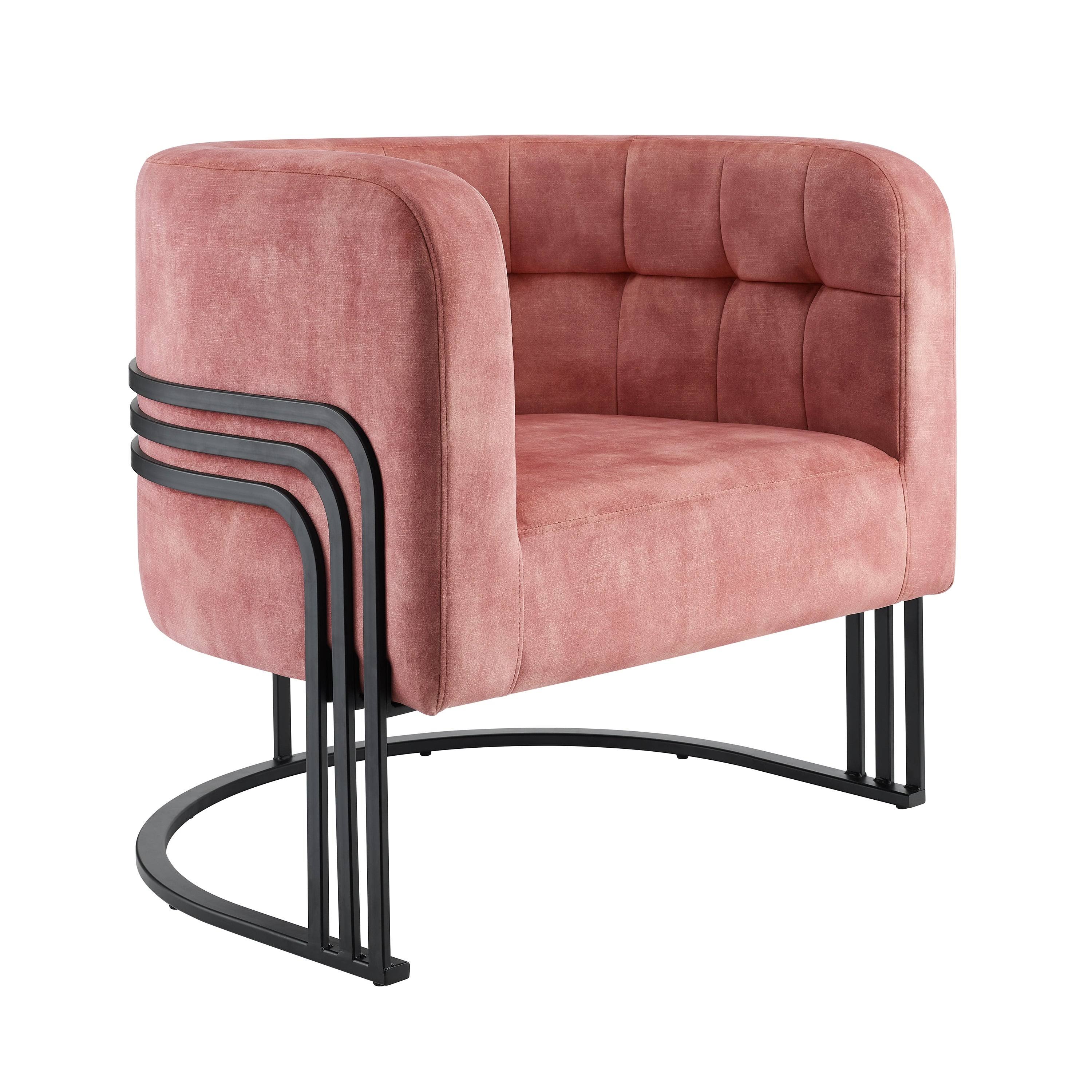 Beige Velvet Tufted Curved Back Barrel Accent Chair U397764