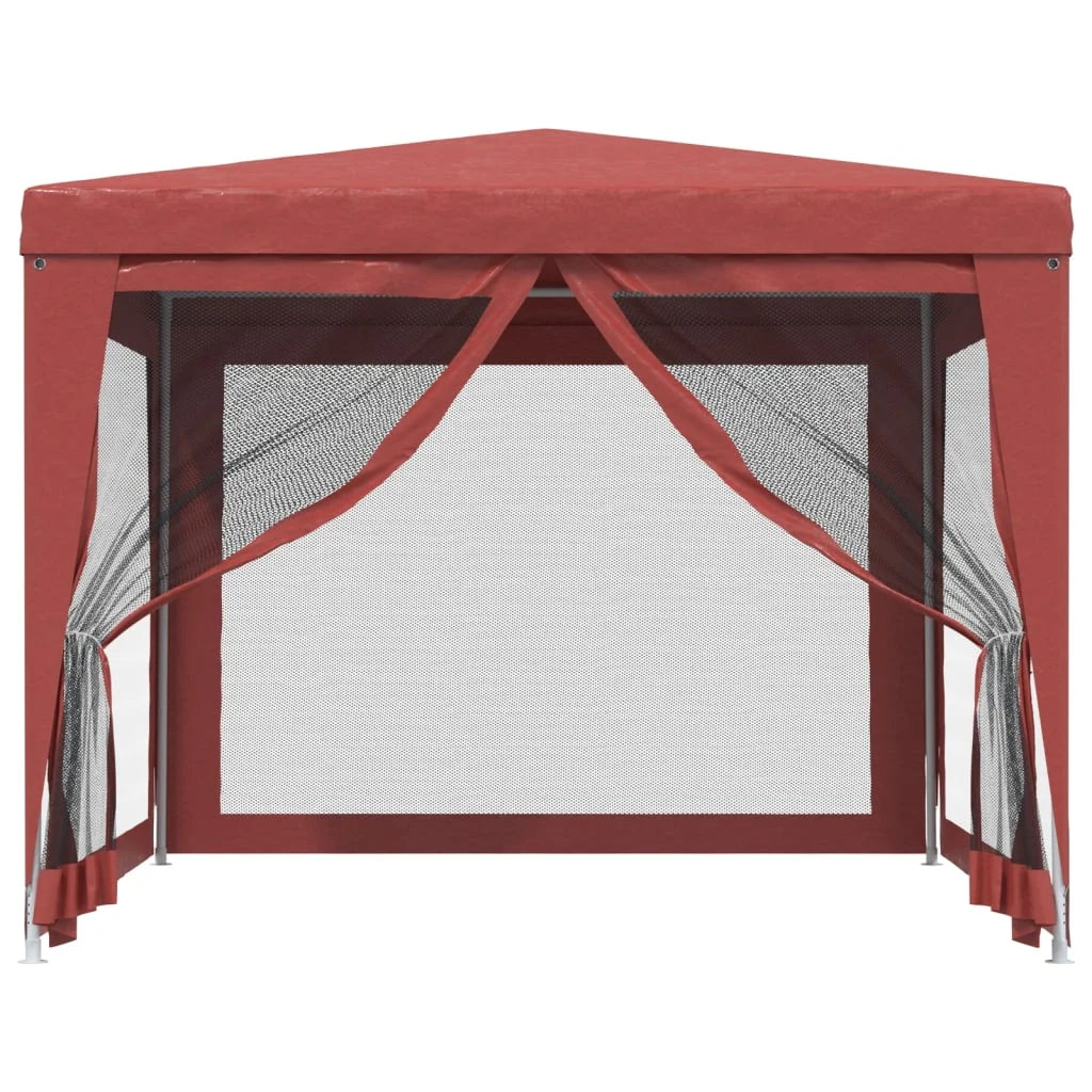 Party Tent with 4 Mesh Sidewalls Red 9.8'x9.8' HDPE T239