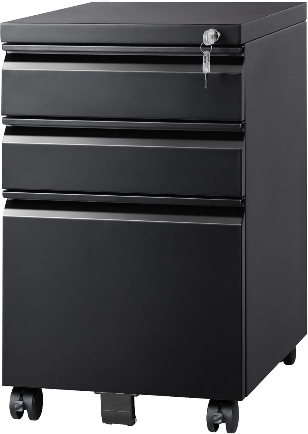 White 3 Drawer Mobile File Cabinet with Lock Y17830