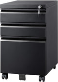 White 3 Drawer Mobile File Cabinet with Lock Y17830