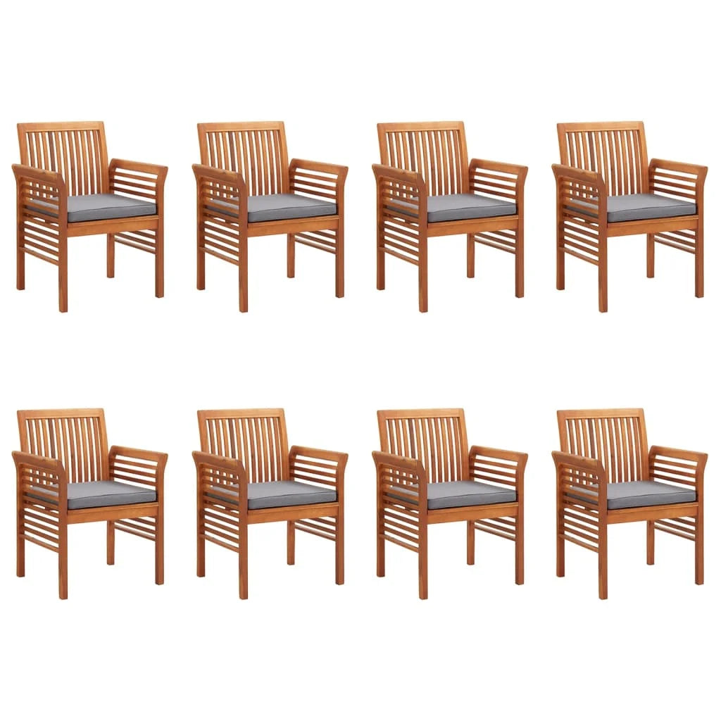 8 pcs Solid Wood Acacia Patio Dining Chairs with Cushions X35170