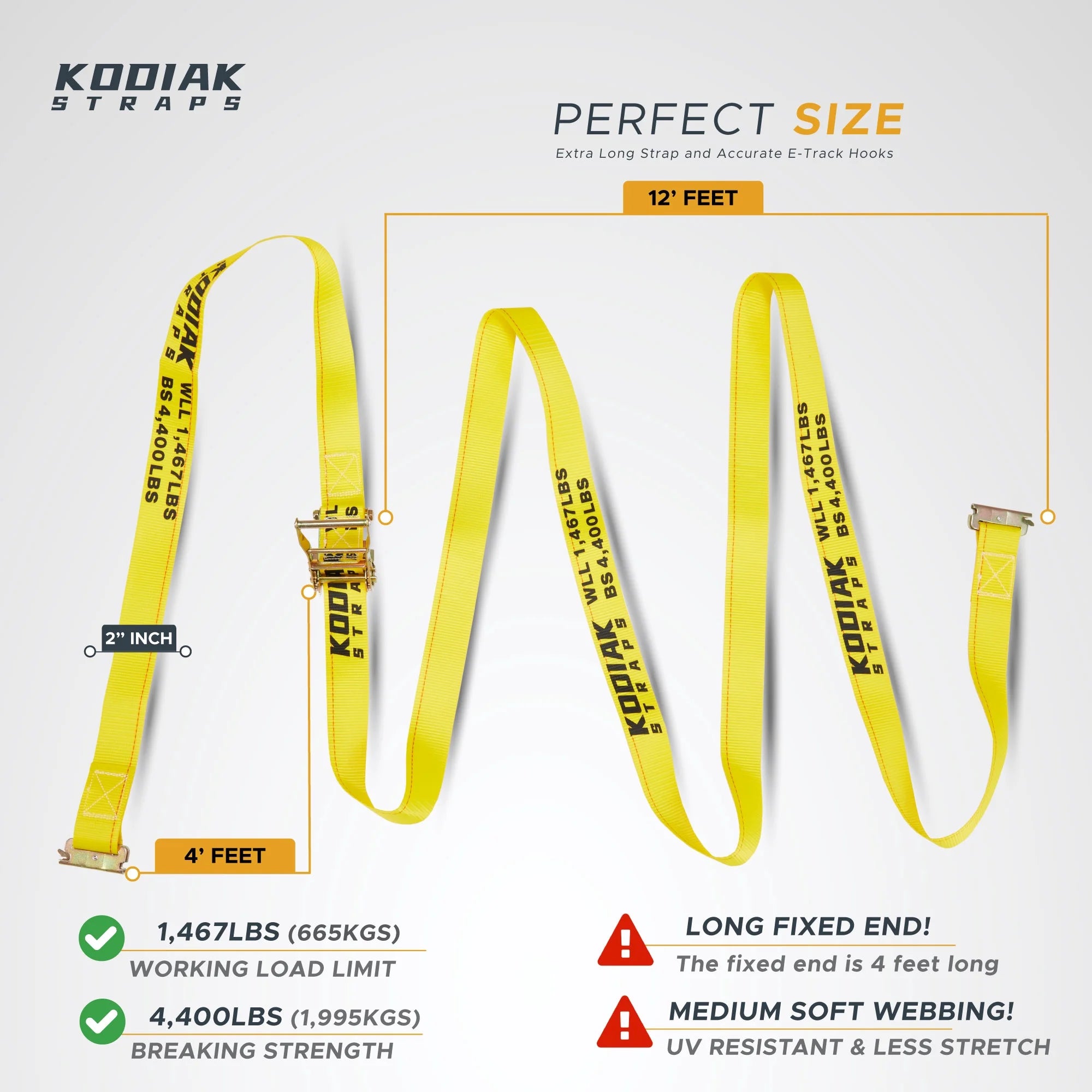 E Track Ratchet Straps 2" x 16' 6 Pack F54003