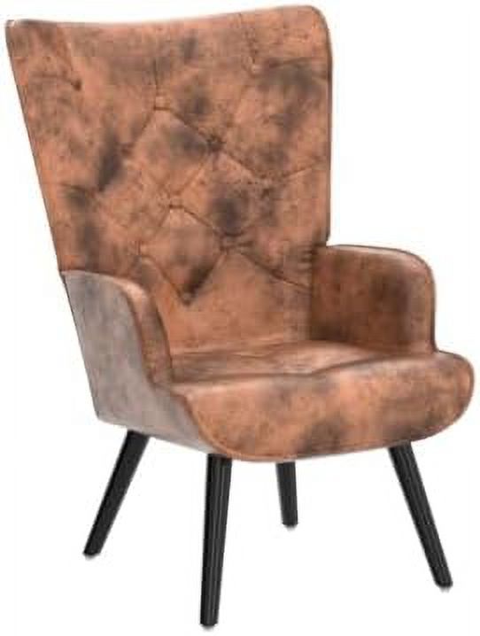 Brow Microfiber Cushioned Wingback Armchairs Set Q980