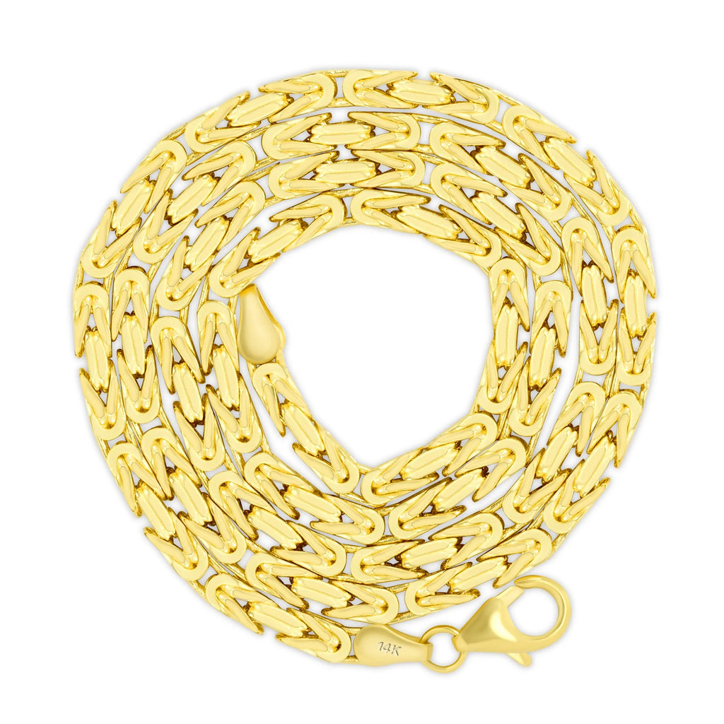 14K Yellow Gold Solid 3mm Byzantine Link Chain Pendant Necklace K2092