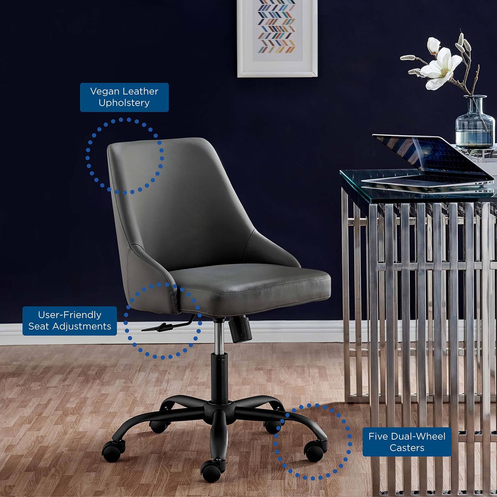 Black White Swivel Vegan Leather Office Chair O23227