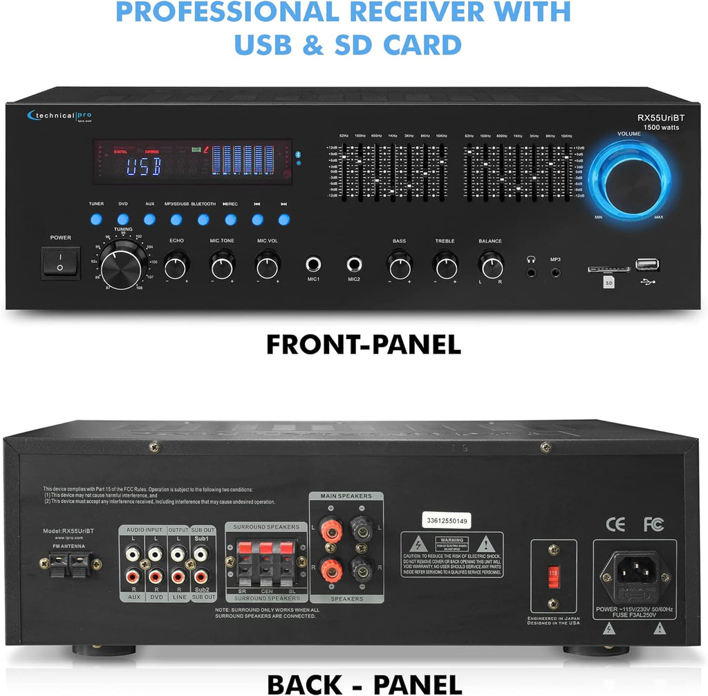 1500 Watts Professional Receiver with Bluetooth Compatibility H805175