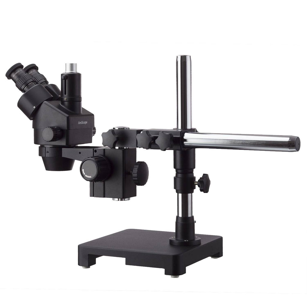 Trinocular Stereo Zoom Microscope on Single Arm Boom Stand with 144 LED Ring-light and 10MP Camera B71236