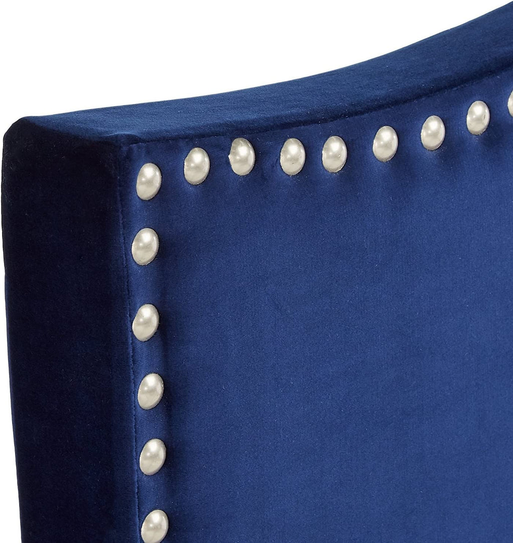Blue Velvet King Size Upholstered Panel Bed G59447