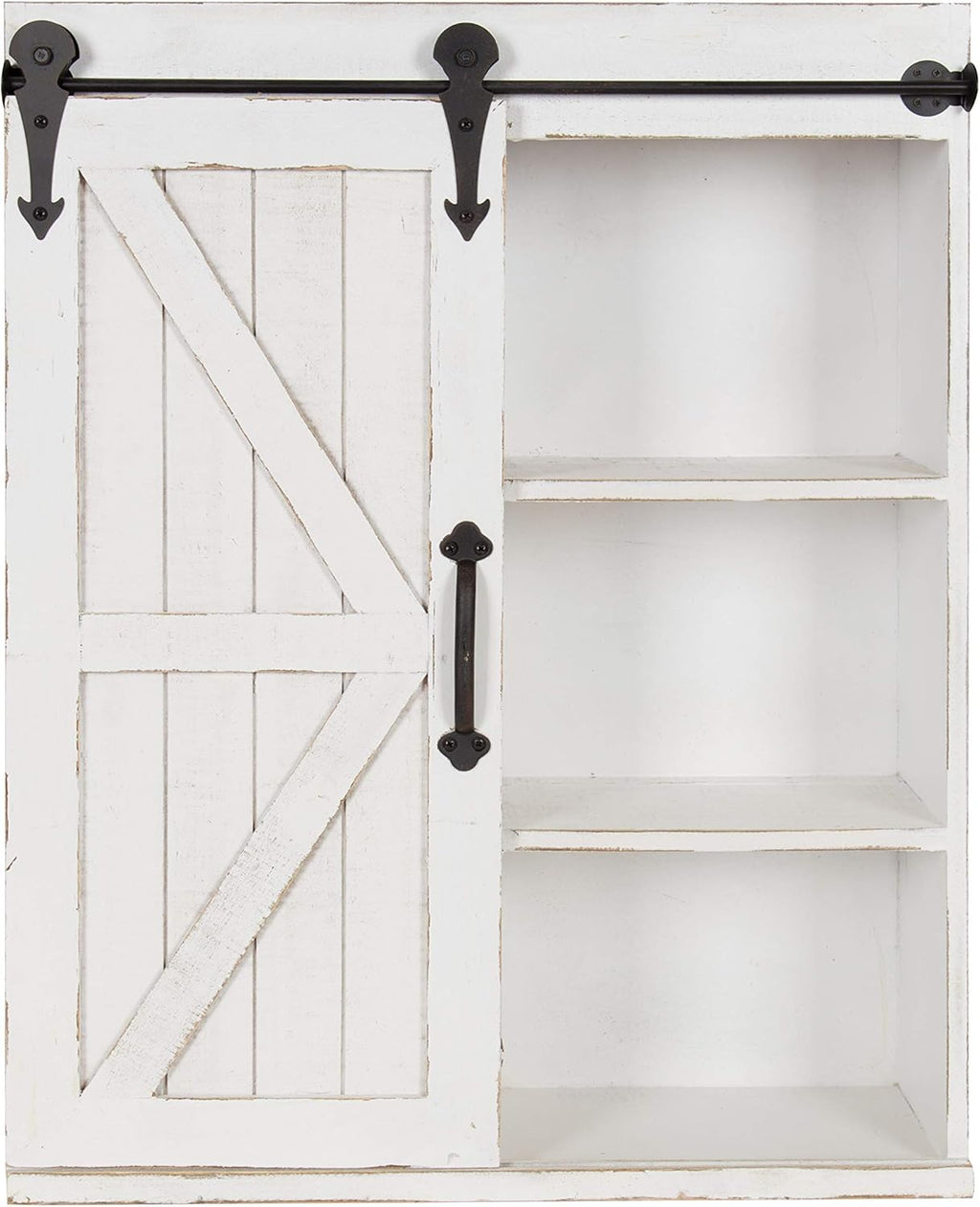 Rustic Brown Wood Wall Storage Cabinet with Sliding Barn Door Z258
