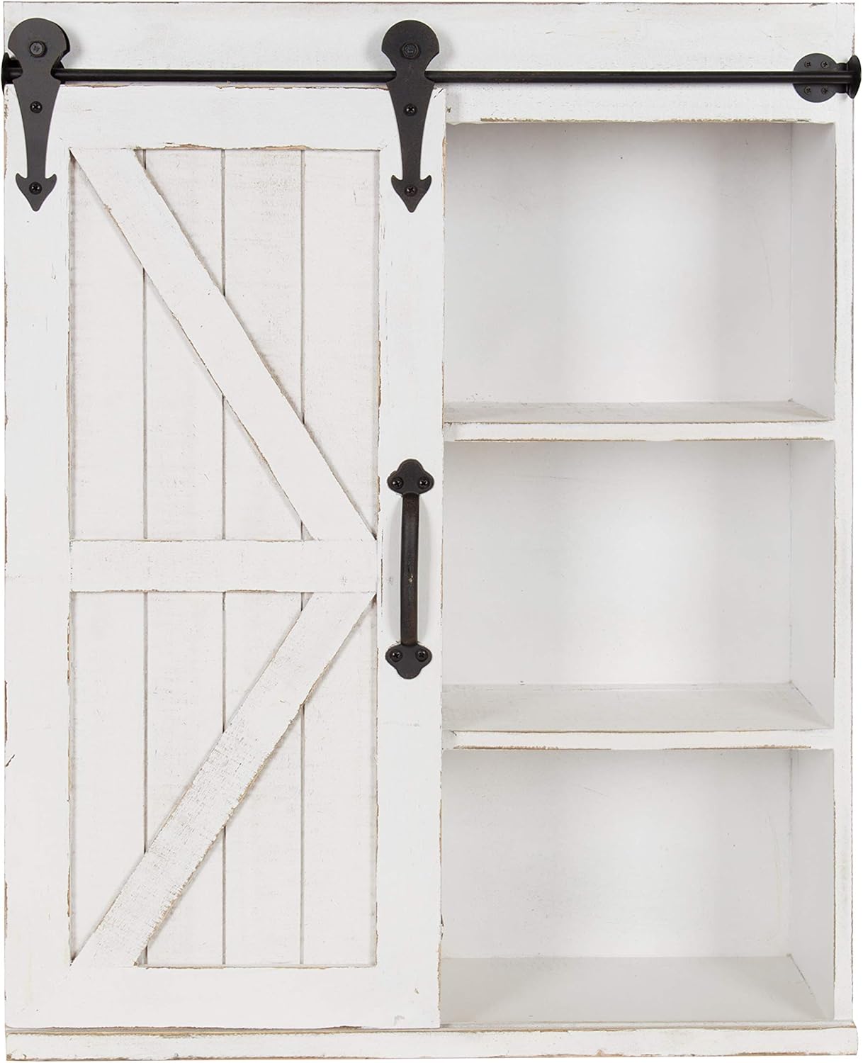 Rustic Brown Wood Wall Storage Cabinet with Sliding Barn Door Z258