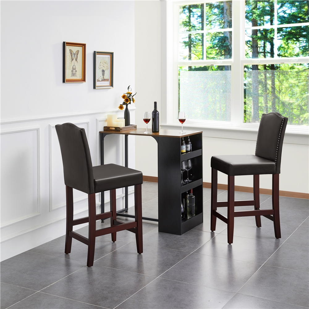 Brown Faux Leather Counter Bar Stools P13016