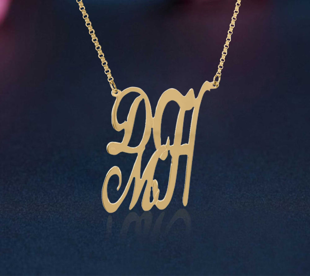 Script Stack Initial Necklace in 14K Gold-Plated Sterling Silver Y732755