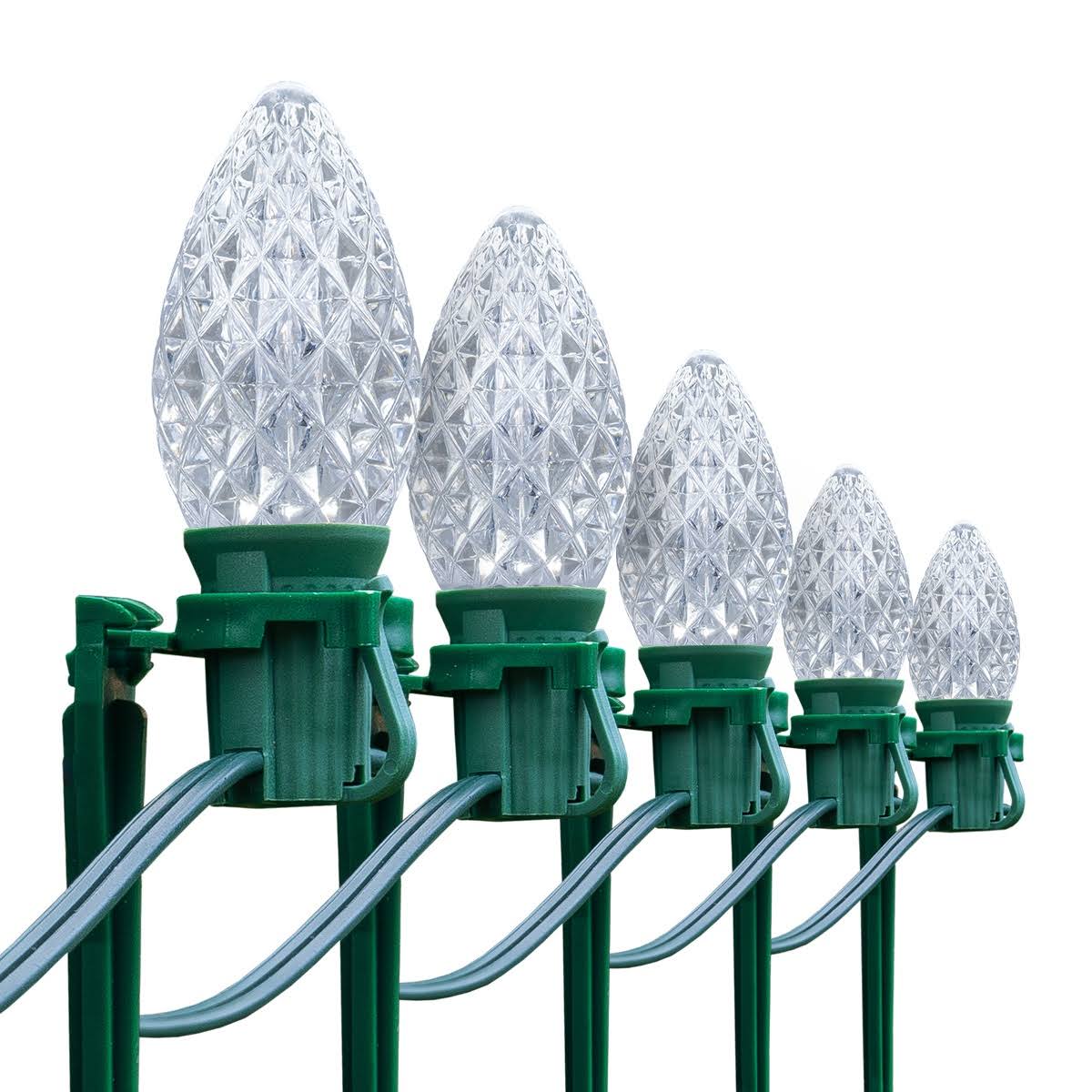 C7 Cool White OptiCore Christmas LED Pathway Lights, 100 Lights, 7.5 I A16589