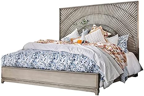Antique Gray Solid Wood King Panel Bed P7750
