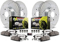 Front and Rear Carbon Fiber Brake Pads with Drilled & Slotted Brake Rotors Kit N8826