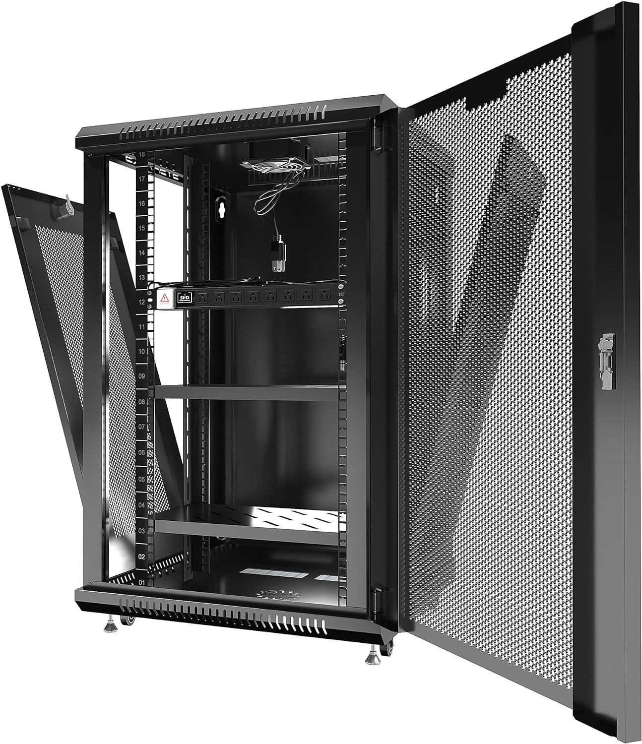 Wall Mount Server Rack Locking Network Cabinet 18 U Vented Enclosure with Casters Shelf V927031