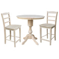 Unfinished Round Pedestal Gathering Table with 2 Counter Height Stools C170016