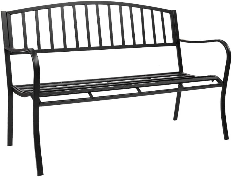 Black Powder Coated Cast Iron Steel Patio Bench D400603