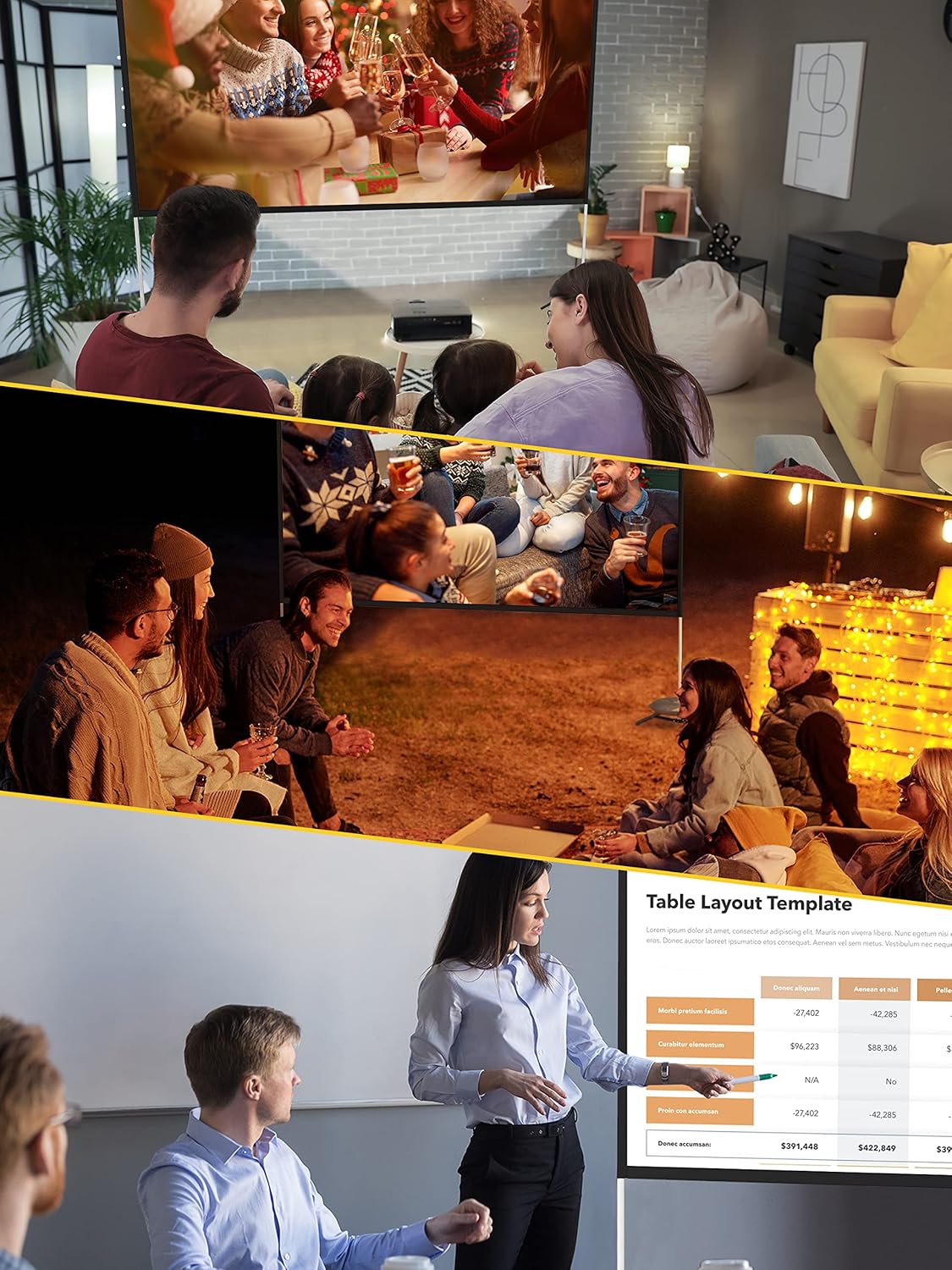 120 Inch 16:9 Portable Projector Screen with Stand and Carry Bag M642