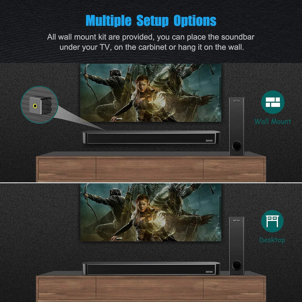 27 Inch Bluetooth Sound Bar with Subwoofer V11398