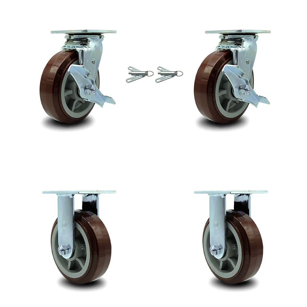 Heavy Duty Swivel Caster, Non-Marking Polyurethane Wheel, 8 Size Pack of 2 E912897