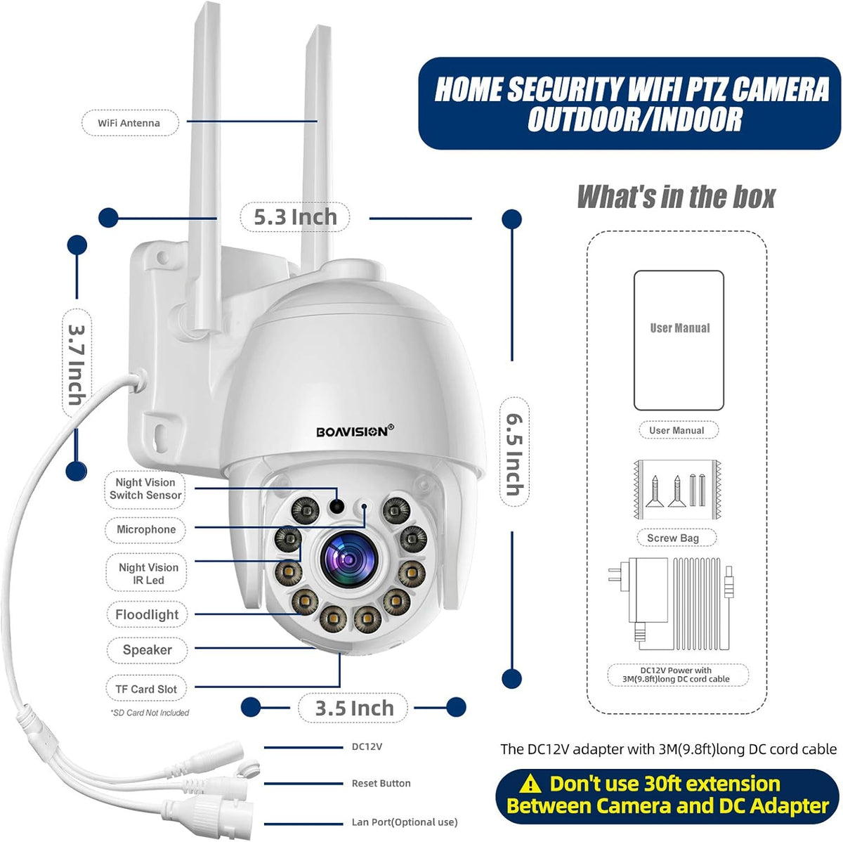 Wireless WiFi IP Camera Outdoor 360° View HD 1080P Full Color Night Vision V859310