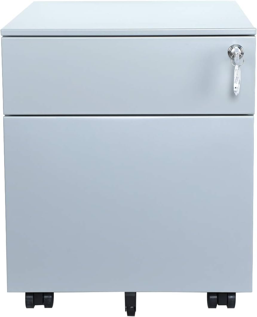 Black Steel File Cabinet 2 Drawer with Lock L67480