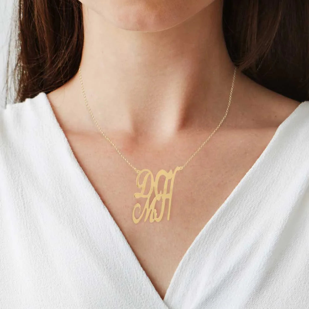 Script Stack Initial Necklace in 14K Gold-Plated Sterling Silver Y732755